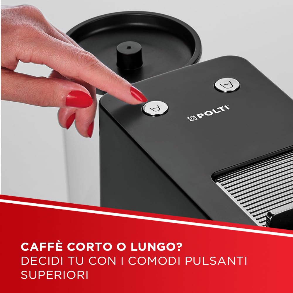 Polti Coffea S15B, Macchina per Caffè Espresso, Compatibile con Cialde E.S.E. 44 mm, Serbatoio 0.85L, Pressione Pompa 19 Bar, Nero