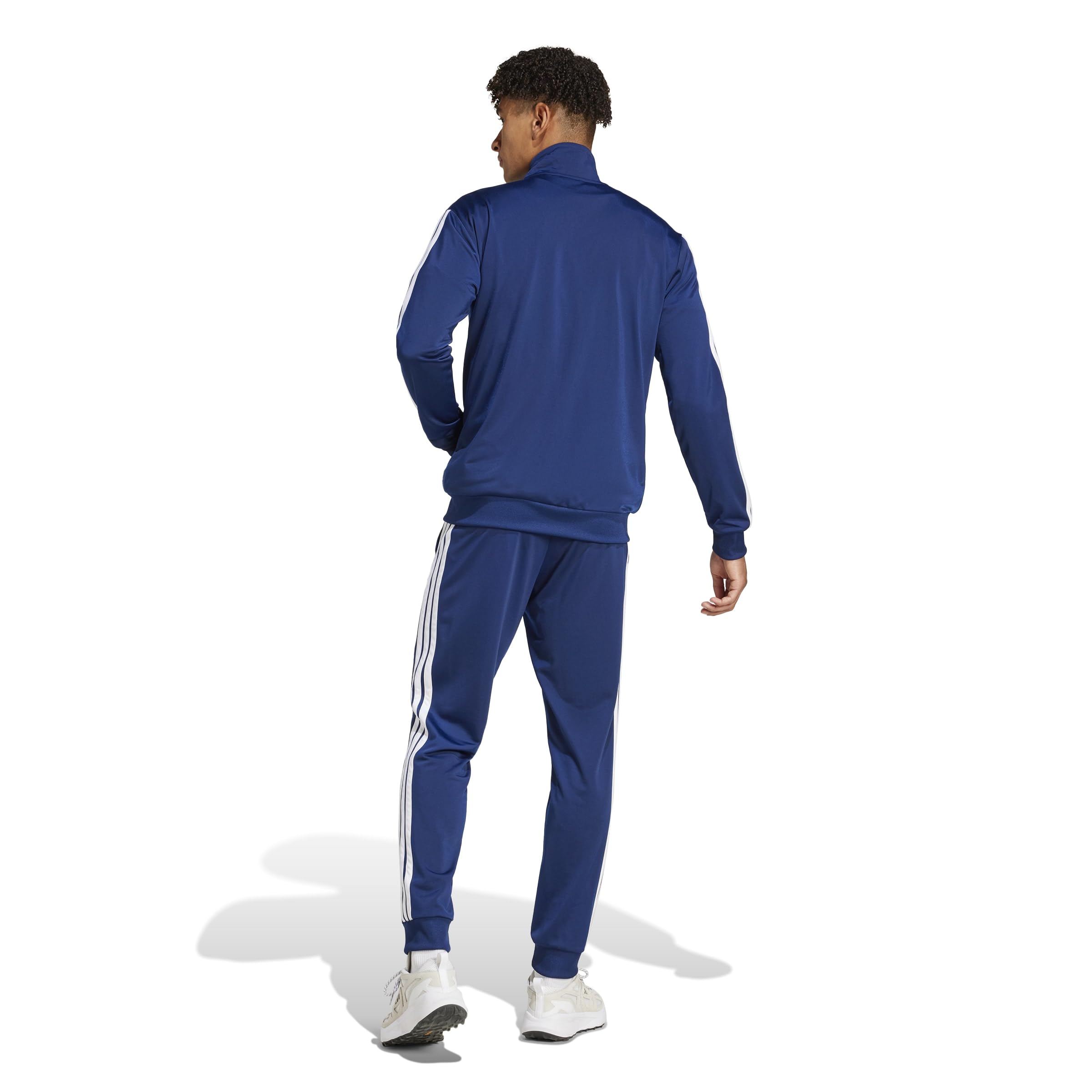 adidas Uomo Sportswear Basic 3 Stripes Tricot Tracksuit, Tuta da Allenamento, Blu (Dark Blue), M