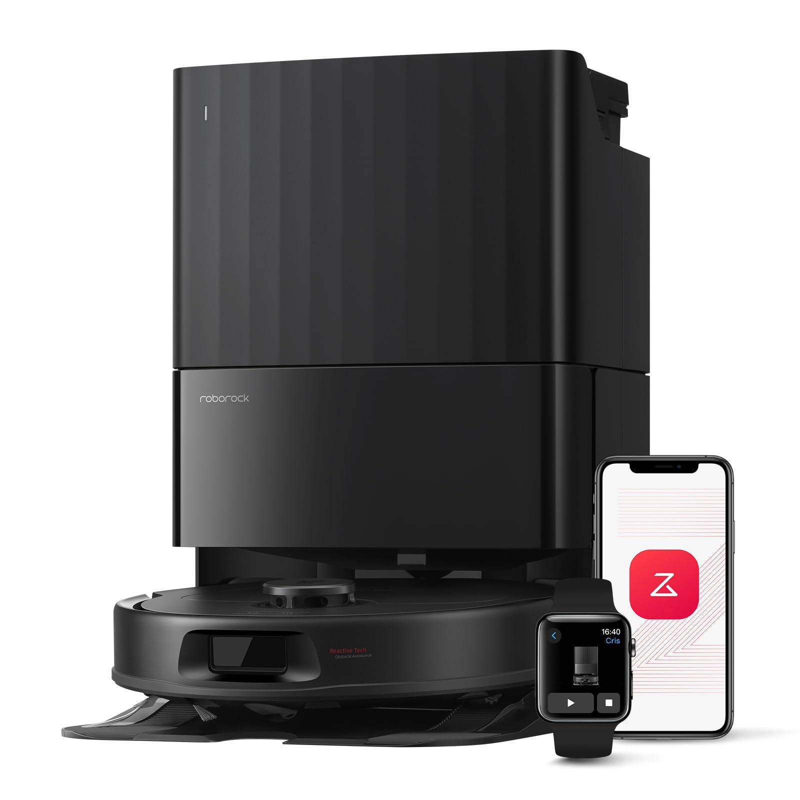 roborock QV 35A Robot Aspirapolvere, Antigroviglio, 8000Pa, Panno Sollevabile, Autolavaggio, Asciugatura ad Aria, Stazione Tutto in Uno, Evitare gli Ostacoli, Strategie di Pulizia dei Tappeti, Nero