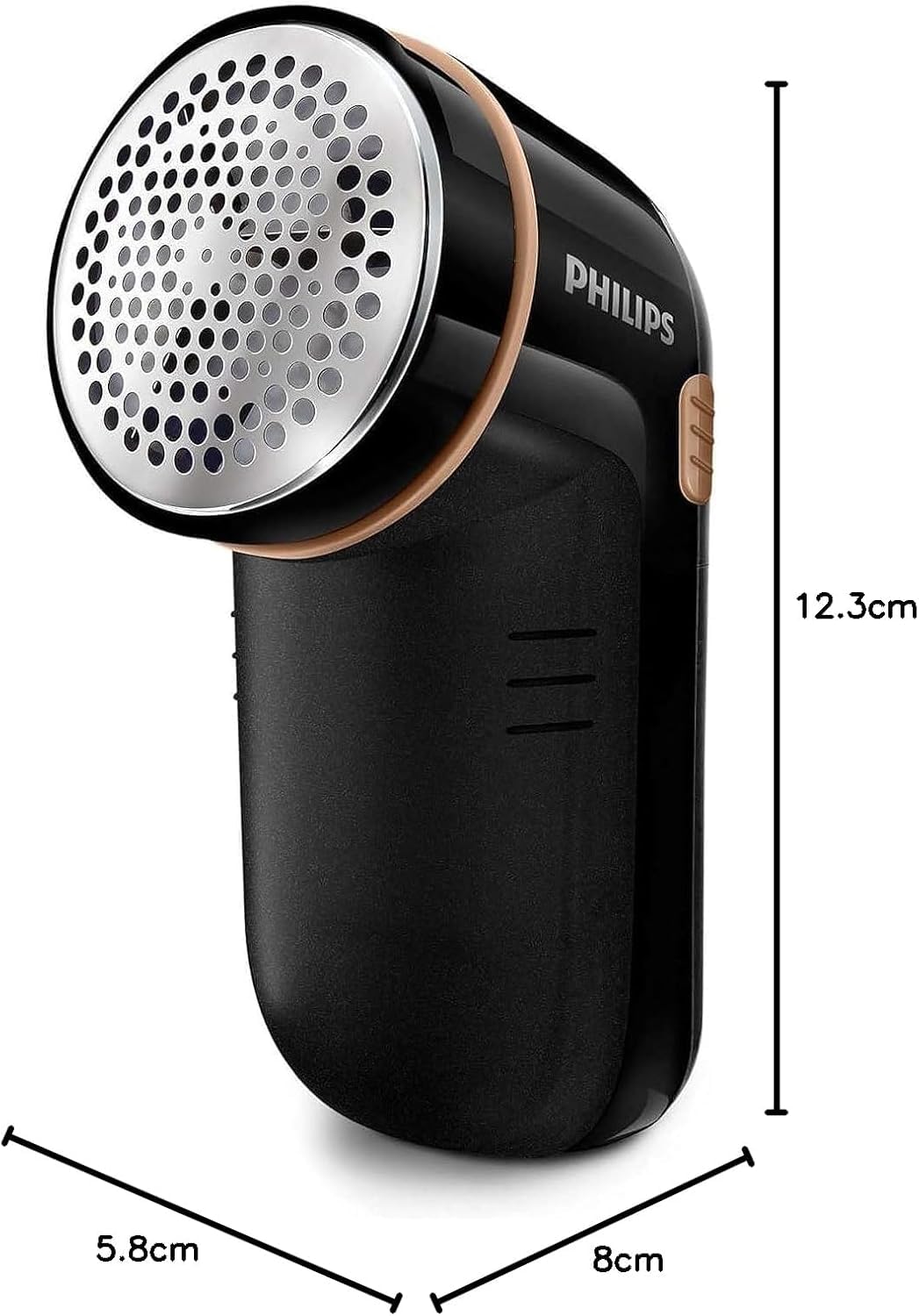 Philips Rimuovi Peli Tessuti – 8800 RPM, ampia lama, 3 dimensioni fori, sicuro su tutti i tessuti, contenitore facile da pulire, 2 batterie AA, design compatto (GC026/80)