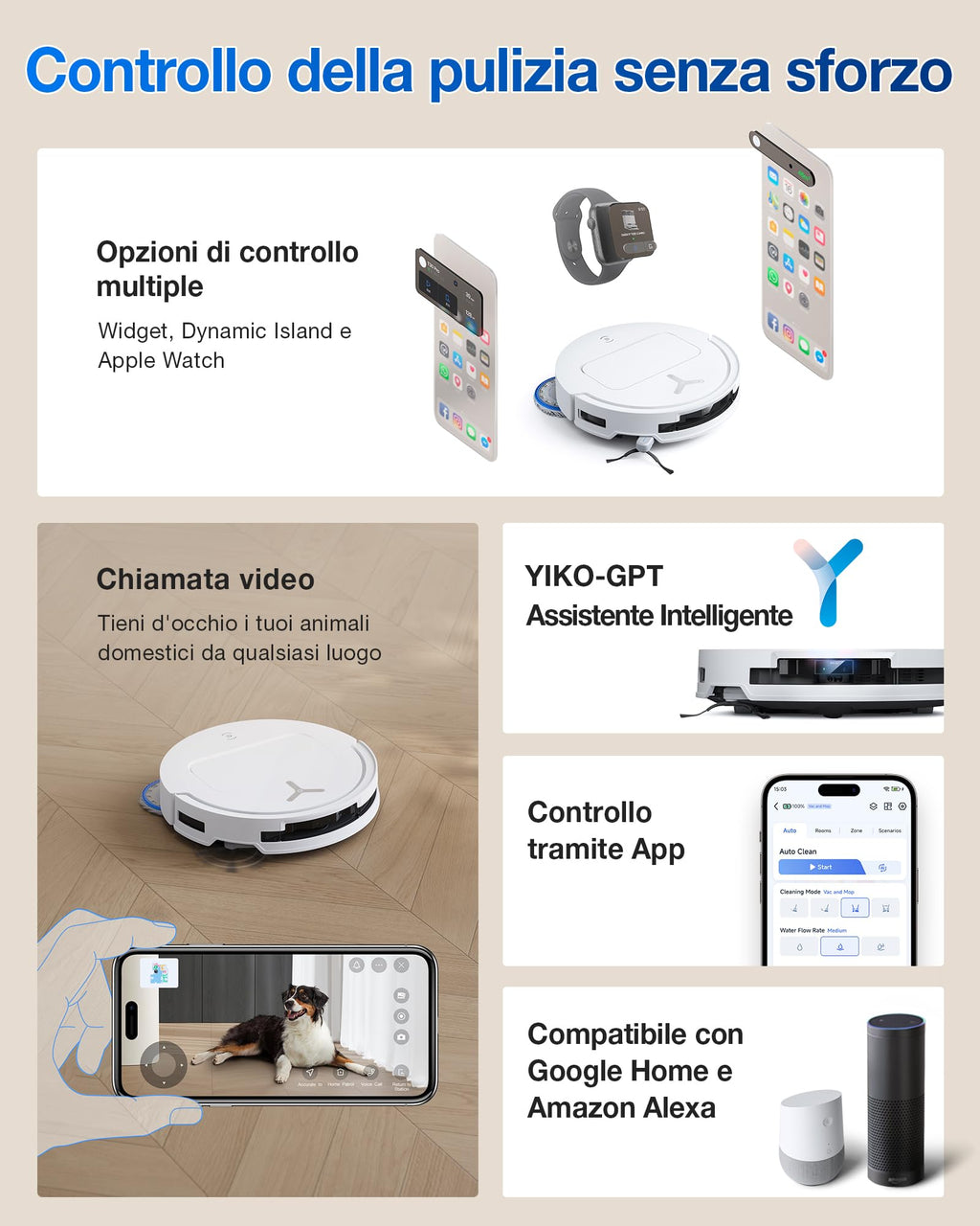 ECOVACS DEEBOT T50 PRO OMNI Gen2 Robot Aspirapolvere Lavapavimenti, (Migliorato da T30 PRO), 21000 Pa, Spazzola Laterale Estensibile e Lavapavimenti, Aggiunta Automatica Soluzione Detergente