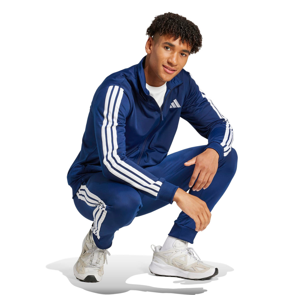 adidas Uomo Sportswear Basic 3 Stripes Tricot Tracksuit, Tuta da Allenamento, Blu (Dark Blue), M
