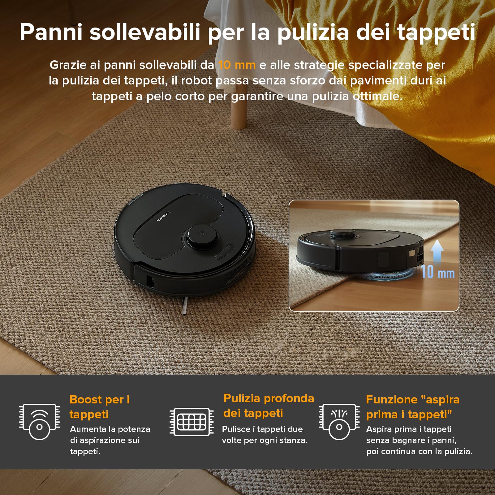 roborock QV 35A Robot Aspirapolvere, Antigroviglio, 8000Pa, Panno Sollevabile, Autolavaggio, Asciugatura ad Aria, Stazione Tutto in Uno, Evitare gli Ostacoli, Strategie di Pulizia dei Tappeti, Nero