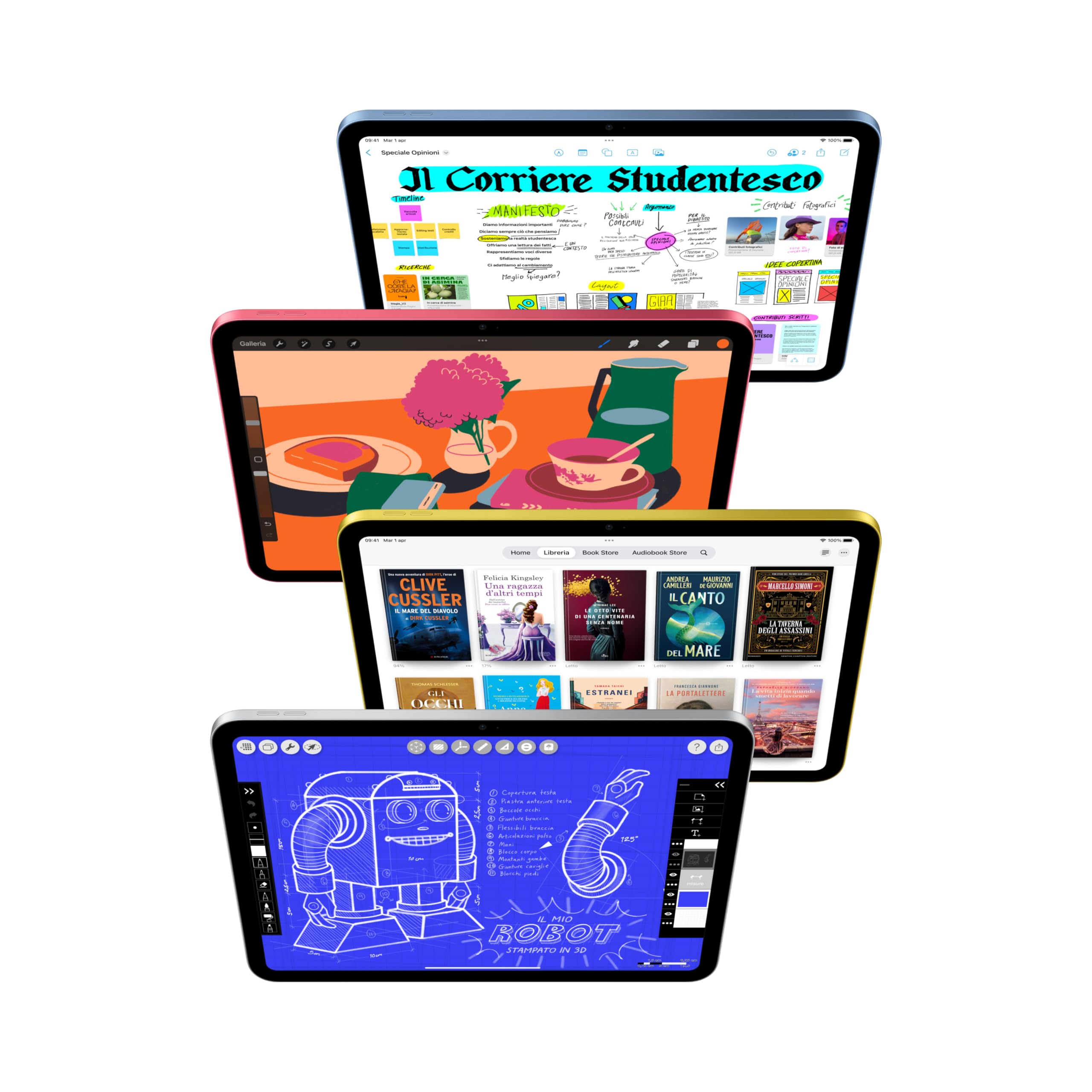 Apple iPad con chip A16: display Liquid Retina da 11'', 128 GB, Wi Fi 6, fotocamera frontale e posteriore da 12MP, Touch ID, autonomia di un giorno intero di batteria — Argento