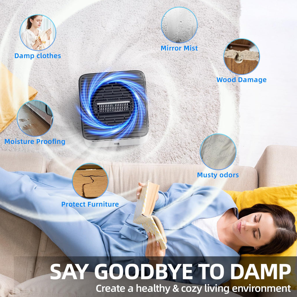 Deumidificatore Casa Muffa, 2500ML, 30dB Ultra Silenzioso, Deumidificatore Portatile per Casa, Ufficio, Bagno, Armadio, Spegnimento Automatico, Timer 2-12 Ore, Dehumidifier con Luce LED, 700ml/24H