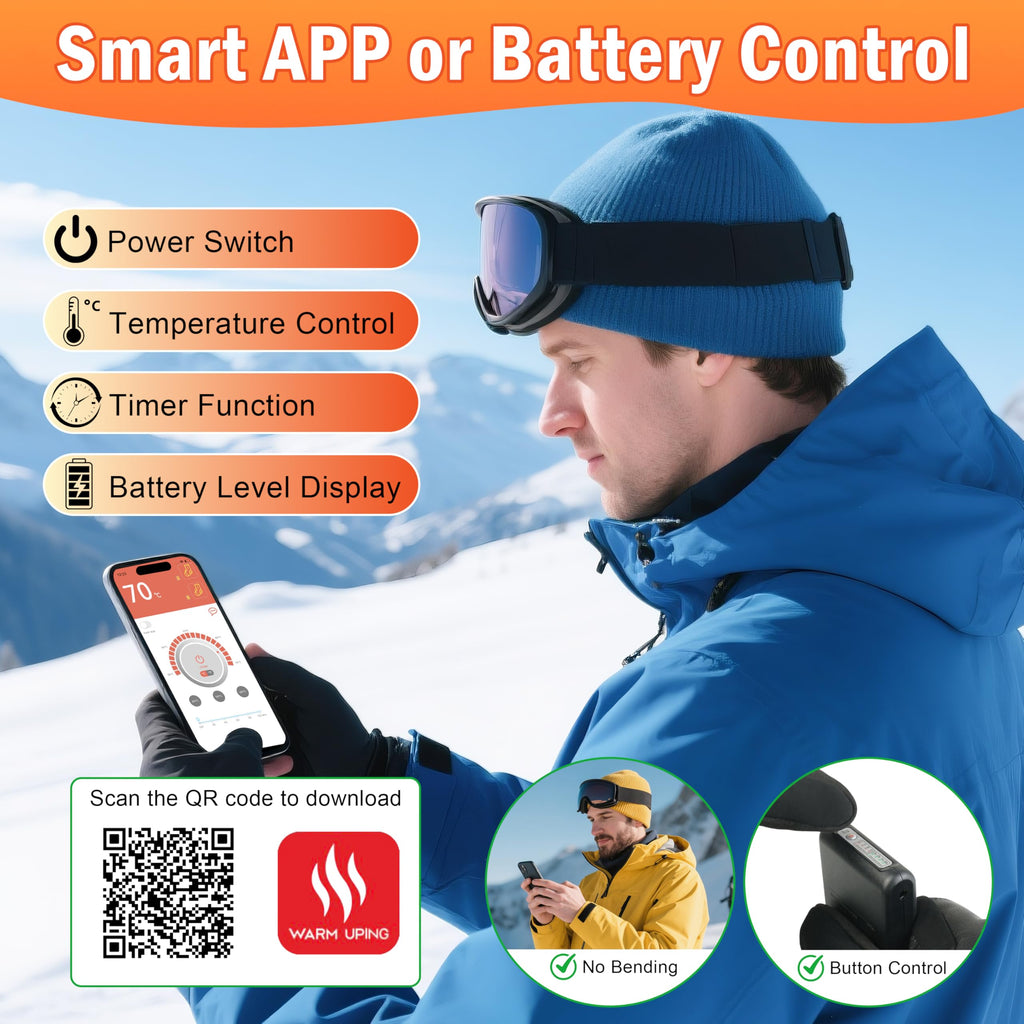 Calze Riscaldate Uomo Donna - 7.4V 3000mAh Calzini Riscaldati a Batteria, Controllo delle APP Calzini Riscaldanti per Inverno All'aperto